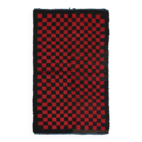 3x6 Red Black Checkered Wool Vintage Rug, 107x180Cm SK 70252