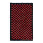 3x6 Red Black Checkered Wool Vintage Rug, 107x180Cm SK 70252