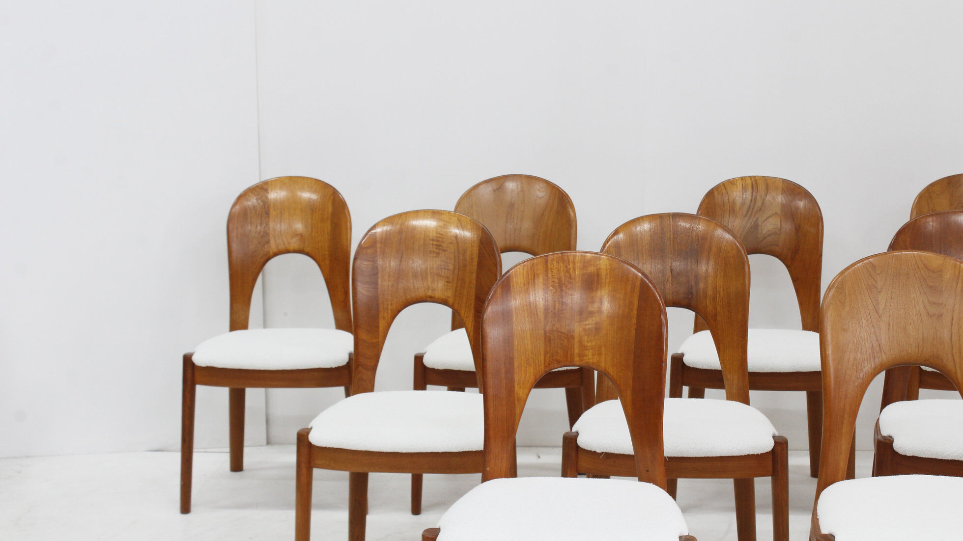 Vintage Danish dining chairs by Niels Koefoed solid teak, set of 10