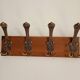 Vintage wall coat rack in patinated wood and metal – 4 double hooks