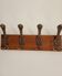 Vintage wall coat rack in patinated wood and metal – 4 double hooks