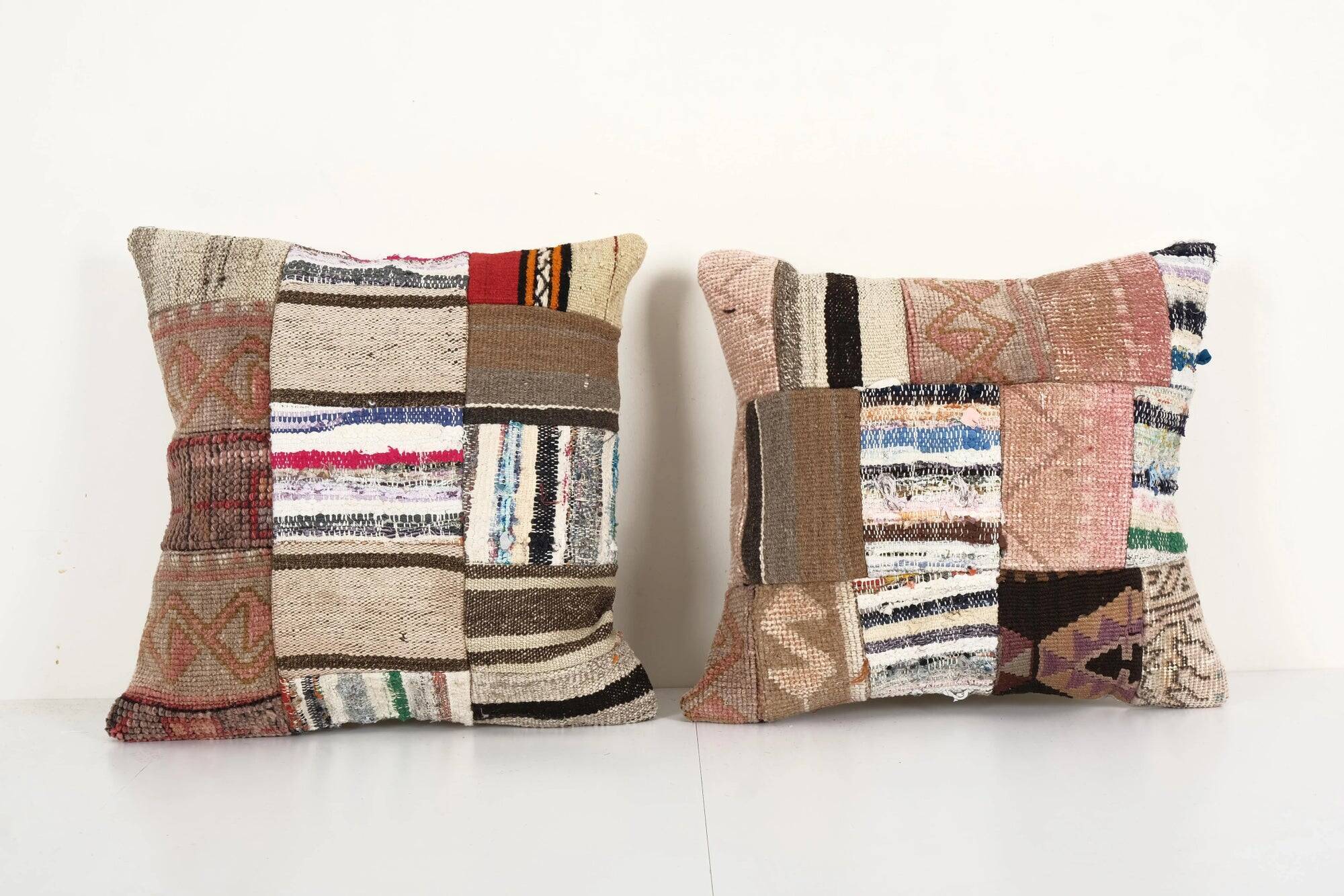 Set of 2 vintage kilim cushion covers 46x46 cm