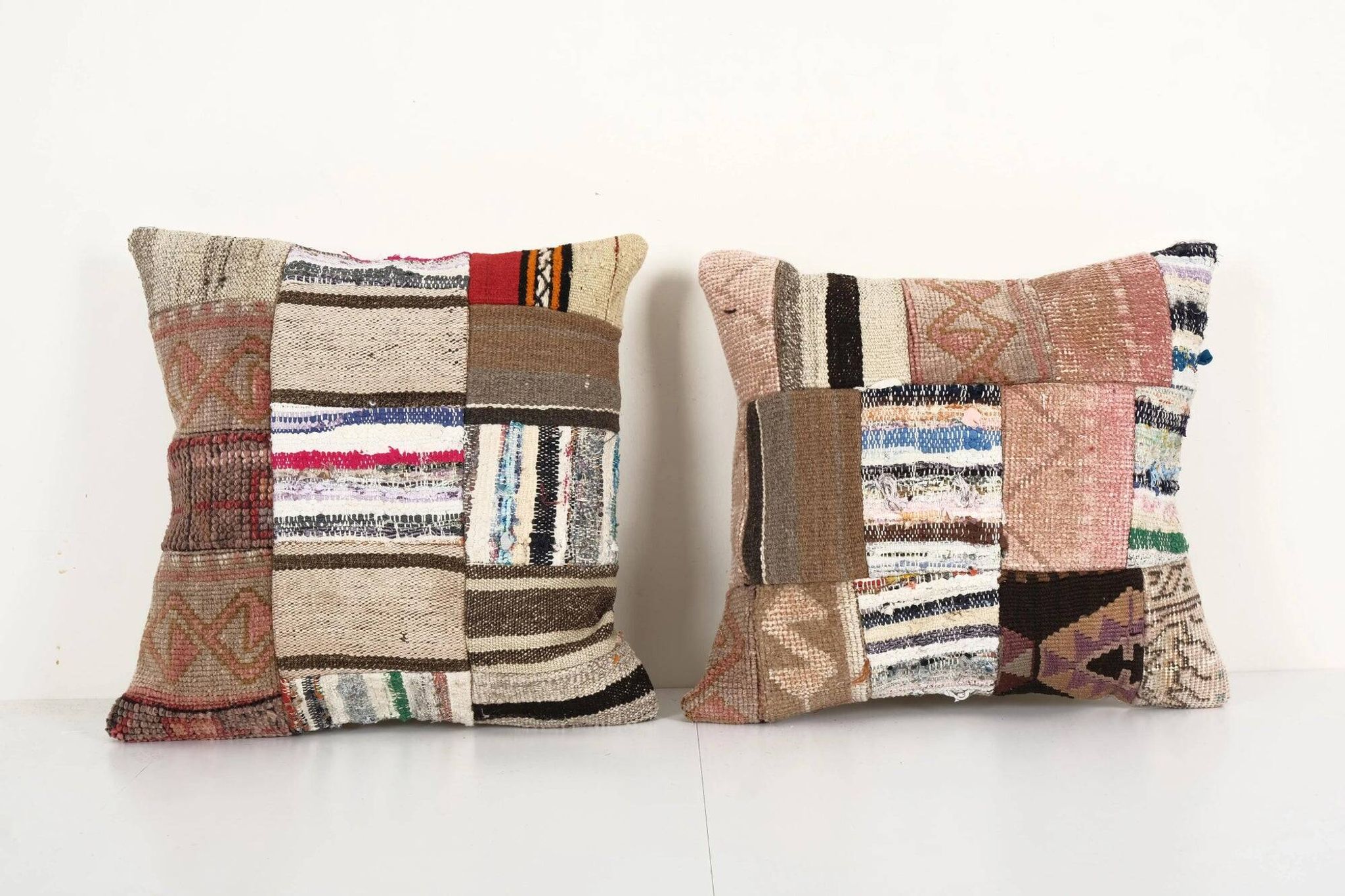 Lot de 2 housses de coussin kilim vintage 46x46 cm