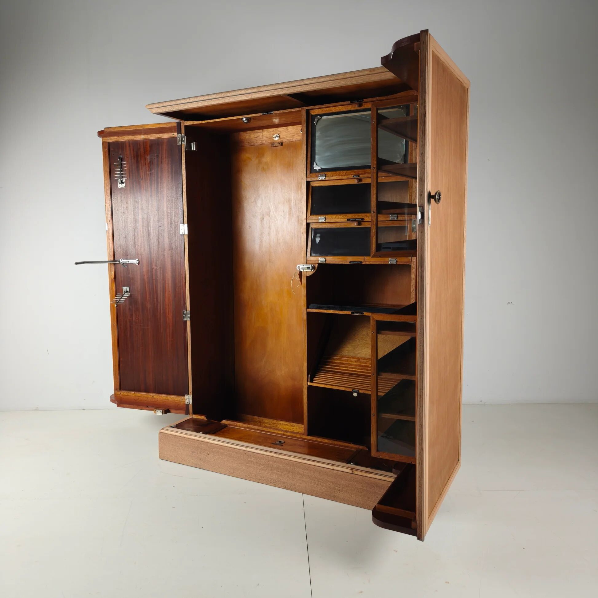1920s Compactom Ltd gentleman’s wardrobe in light oak