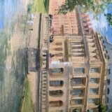 Elegant swan house gouache