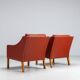 Borge Mogensen cognac leather lounge chairs Fredericia Stolefabrik Denmark 1963