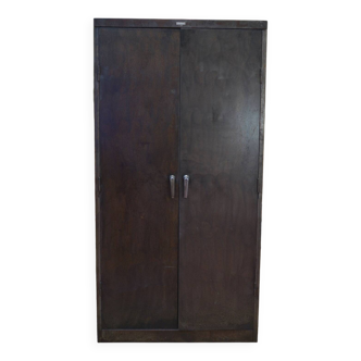 Armoire industrielle en métal à 2 portes 1960