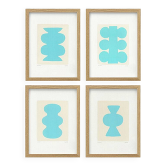 collection de 4 peintures abstraites sur papier signées Eawy