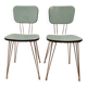 Pair of green Formica chairs with Eiffel legs