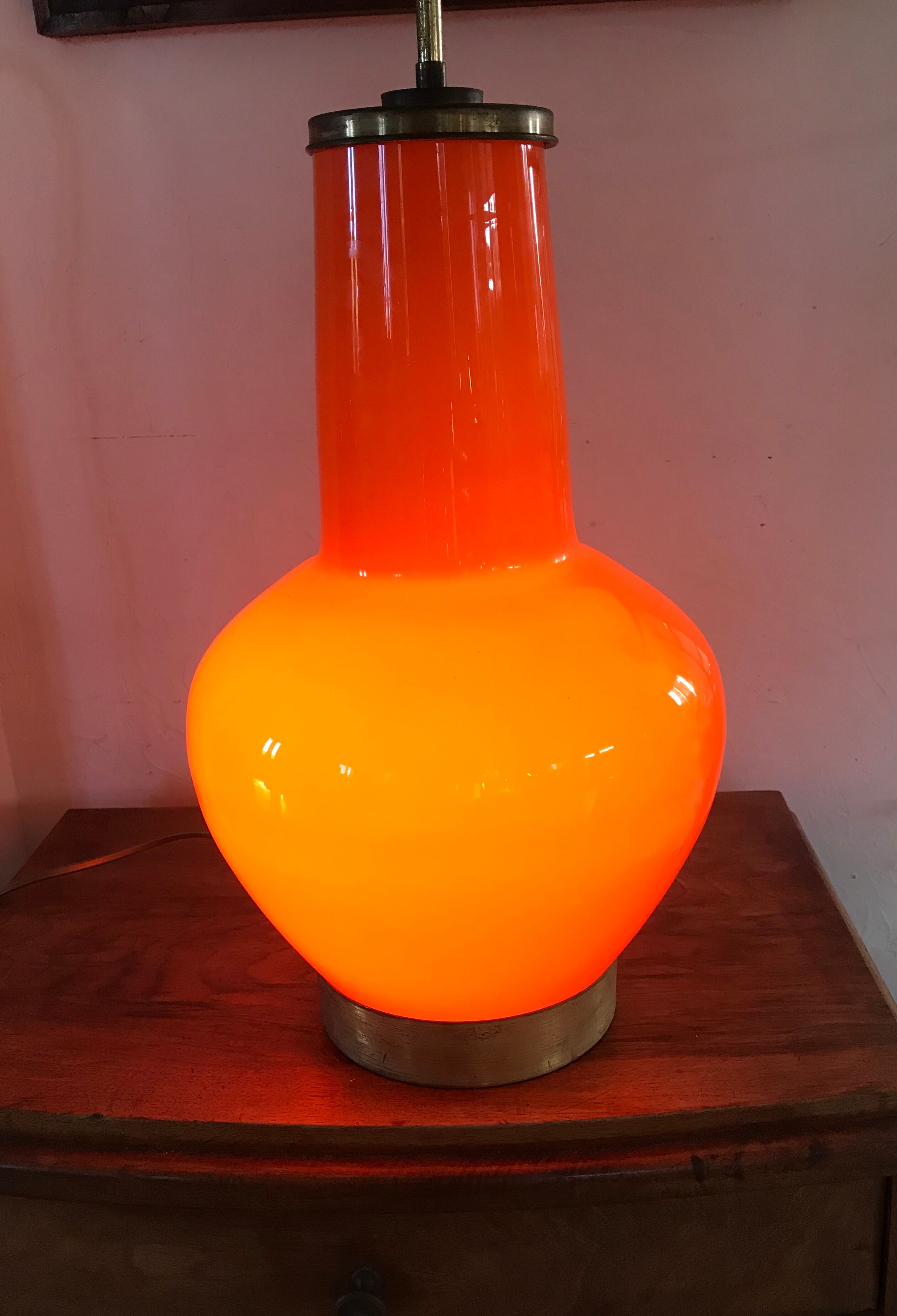 70's dual-light opaline lamp