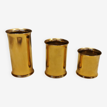 3 beautiful candle holders in 24 carat gold plating.  From Danish Altecco.