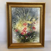 Still life of a bouquet of flowers, oil on canvas, signed.