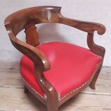 Fauteuil de bureau en noyer massif XIX°