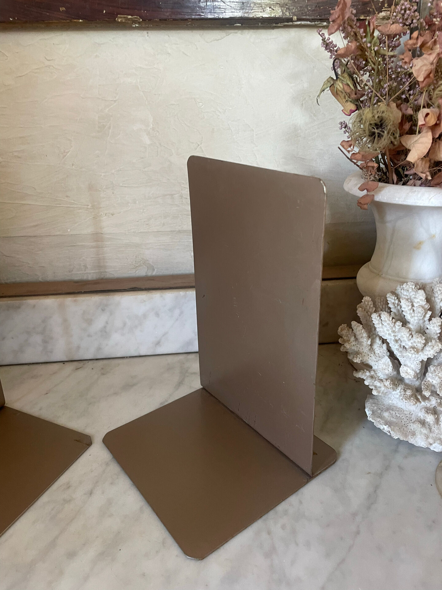 Vintage metal bookends pair