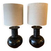 Pair of vintage modernist black lamps from the 1970s.