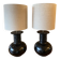 Pair of vintage modernist black lamps from the 1970s.