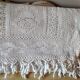 White cotton bedspread, Old crochet bed throw with flower patterns