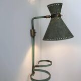 Vintage adjustable wall lamp, brass and patinated green, Italy 1950