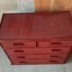 Vintage red lacquered rattan chest of drawers