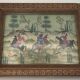 Ancient Indo-Persian painting with wooden mosaic frame