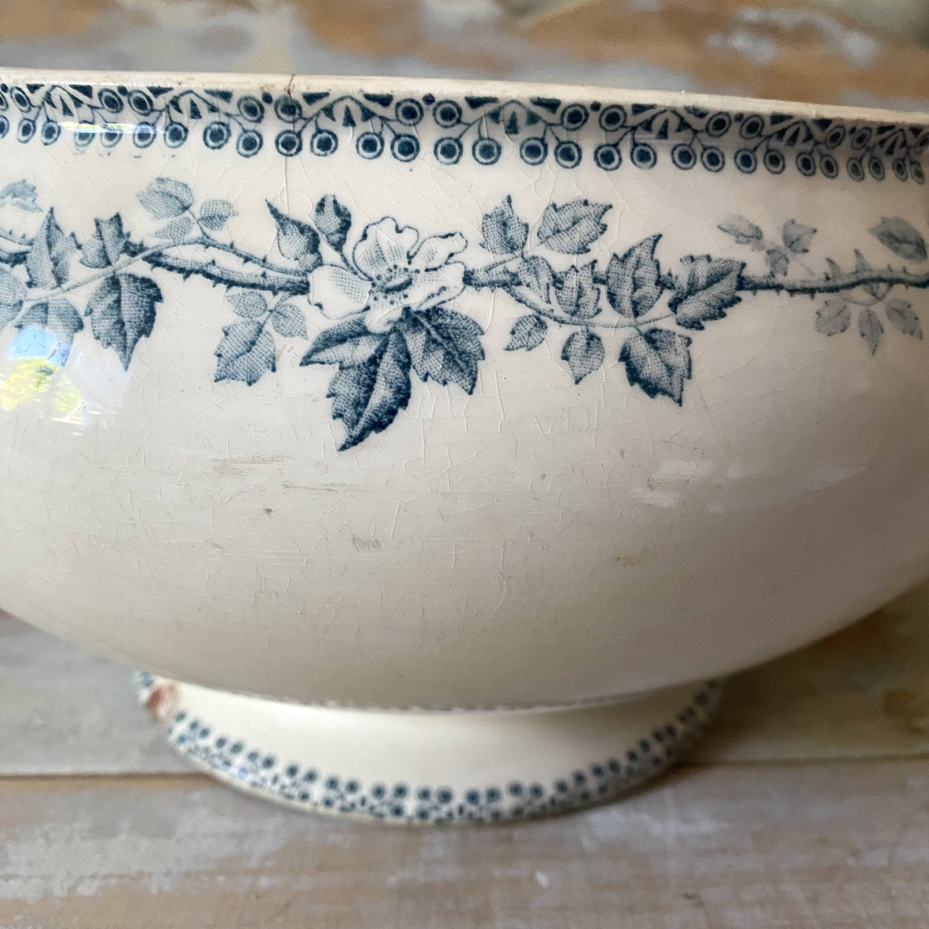 Iron earth salad bowl, old "Guadeloupe" soup tureen