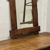 Vintage brutalist mirror in solid wood