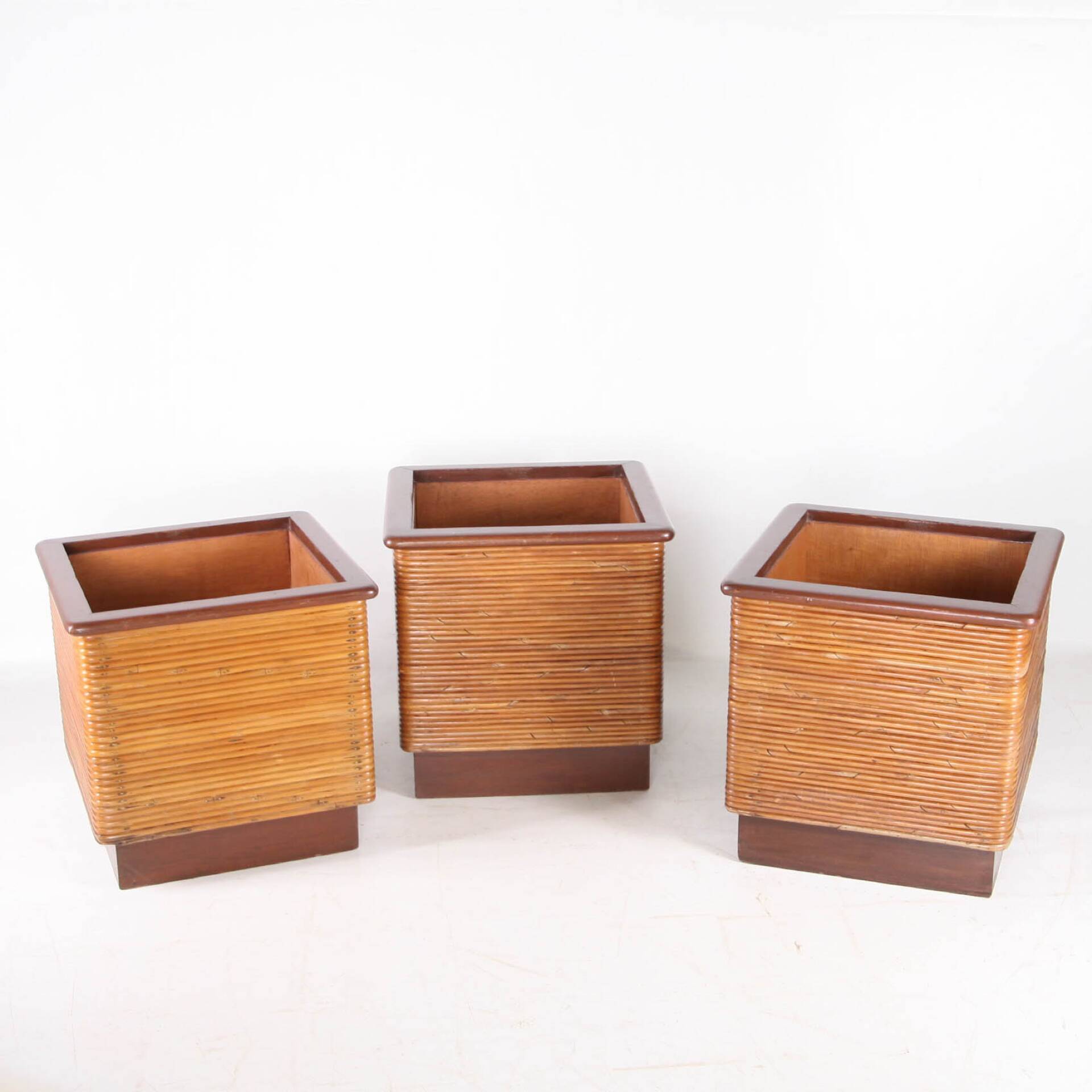 Rattan and wood planter
