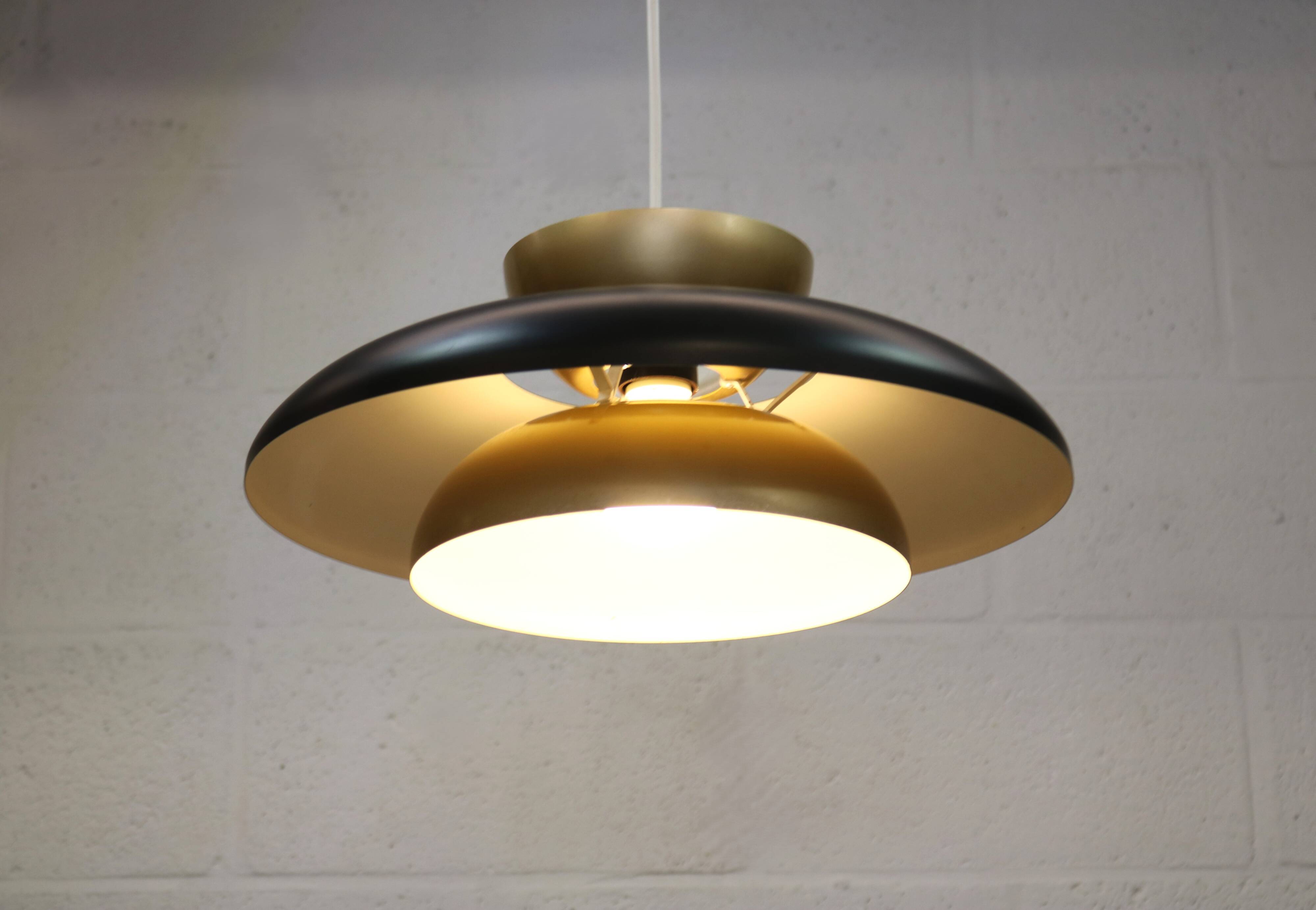 Rare black and golden colored Danish Pendant Lamp - Fog and Morup  - Denmar