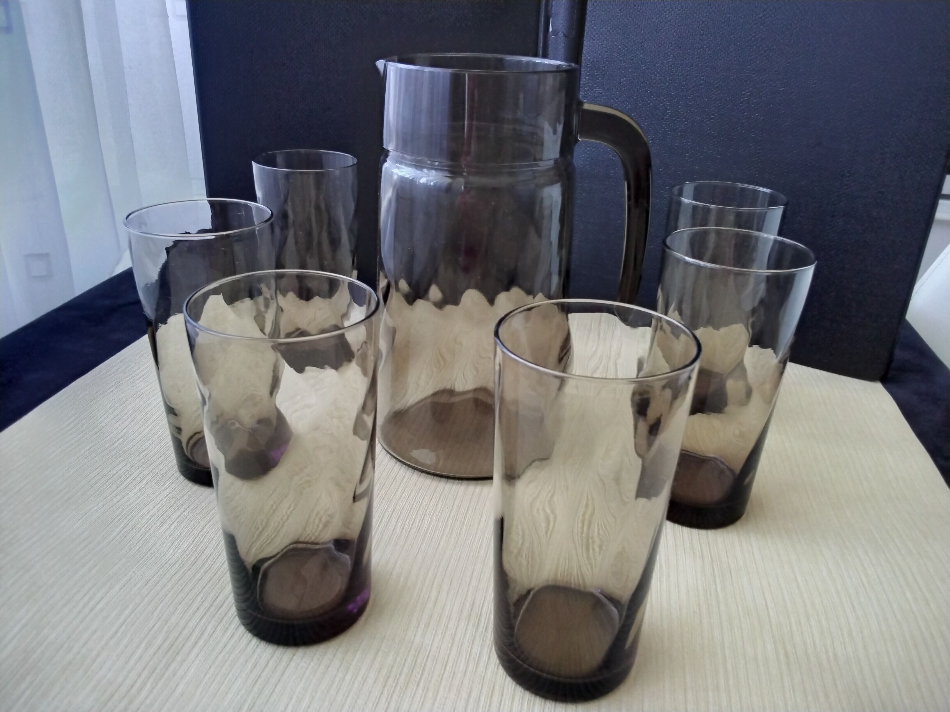 Luminarc vintage smoked glass orange juice set
