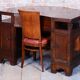 Czech Cubistic Writing Desk in Oak and Walnut, 1910s