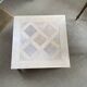 Square coffee table – Oak parquet Versailles pattern – Stainless steel base