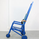 Mid-century Blue Wooden Foldable Stroller, 60s
