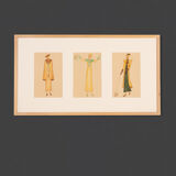 Art déco fashion illustration, gouache on paper, 93 x 52 cm