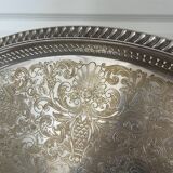 Vintage Silver Metal Tray Floral Rococo Pattern 55x40cm 1970