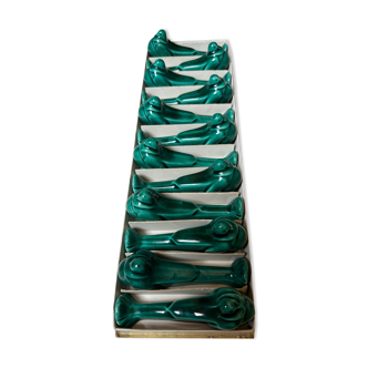 Set of 12 ceramic knife holders from the 1950s