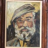 Oil on panel portrait of an old bearded man