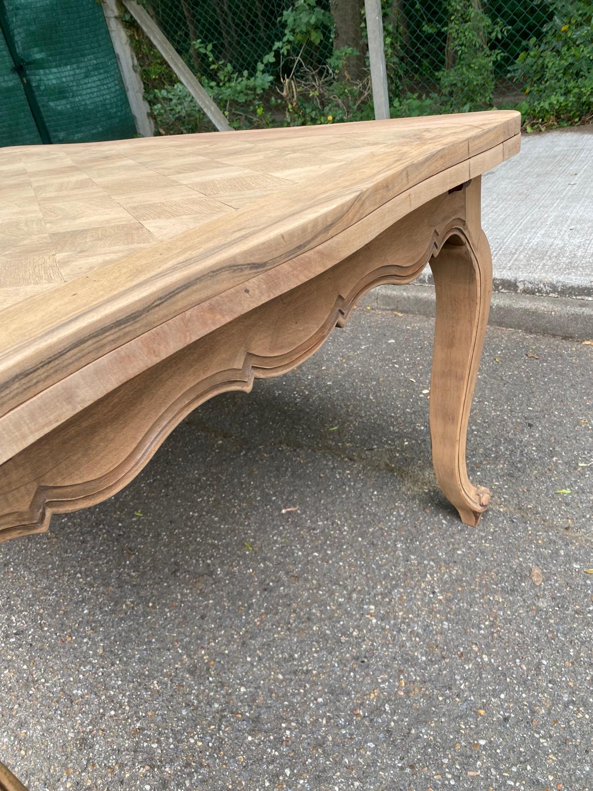 Renovated Louis XV extendable dining table walnut 265cm
