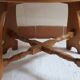 Round beech coffee table with curved legs, 1980s.