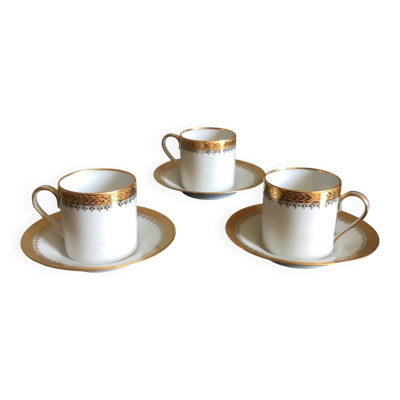 3 tasses à cafés et sous tasses porcelaine de limoges