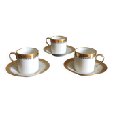 3 coffee cups and saucers in Limoges porcelain