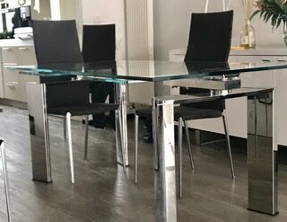 Table Daytona transparent glass 2 extension cords brand Cattelan L240xH75xP90