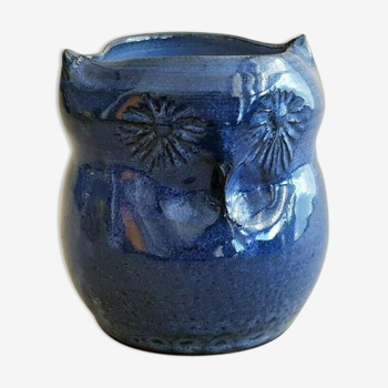 Vase zoomorphe chouette hibou céramiste XXème signé