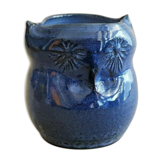 Vase zoomorphe chouette hibou céramiste XXème signé