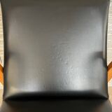 Hugues Steiner Bow Wood armchair in beech and black skai