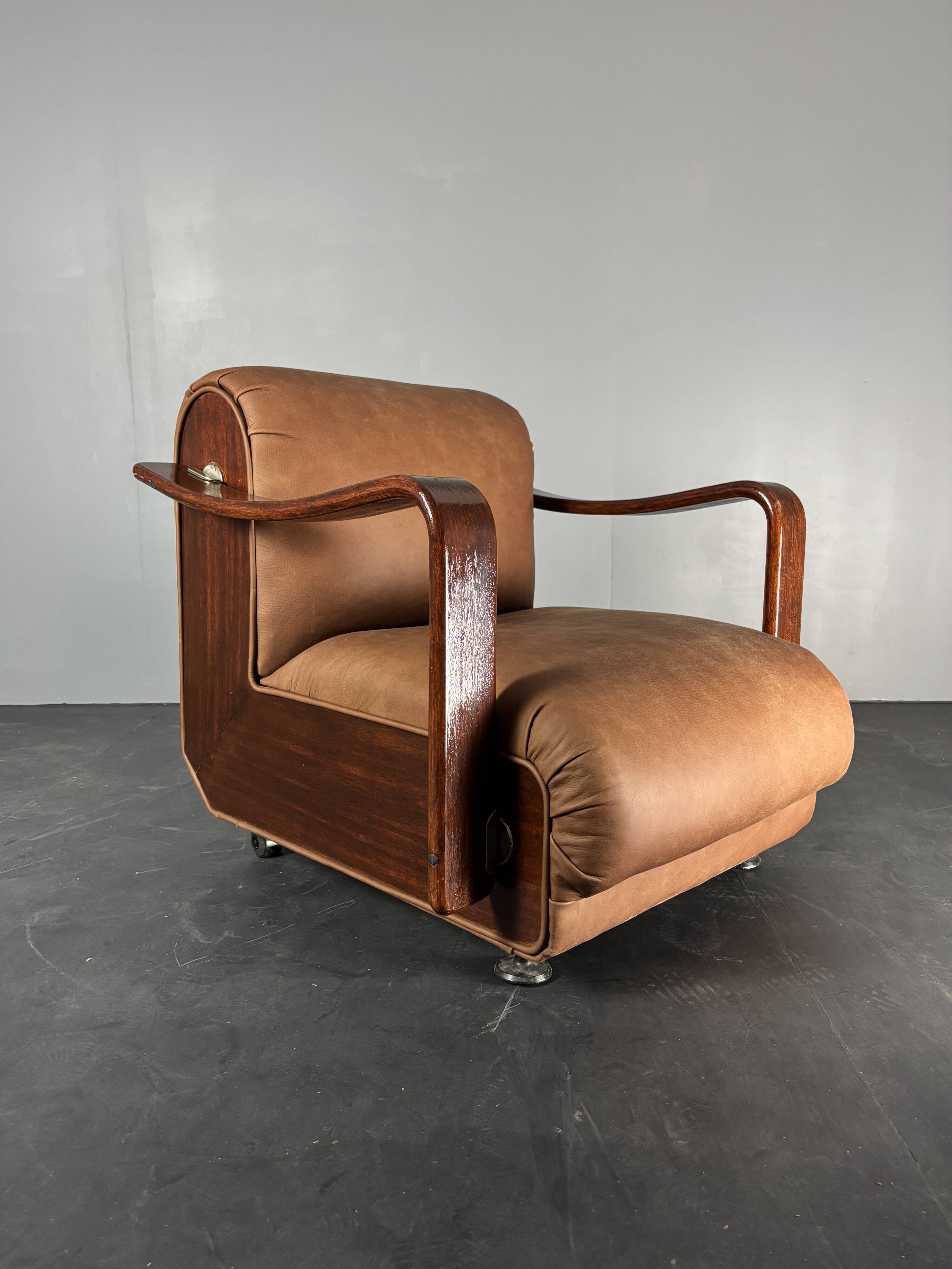 Midcentury brutalist embassy lounge or easy low club chair, 1960s
