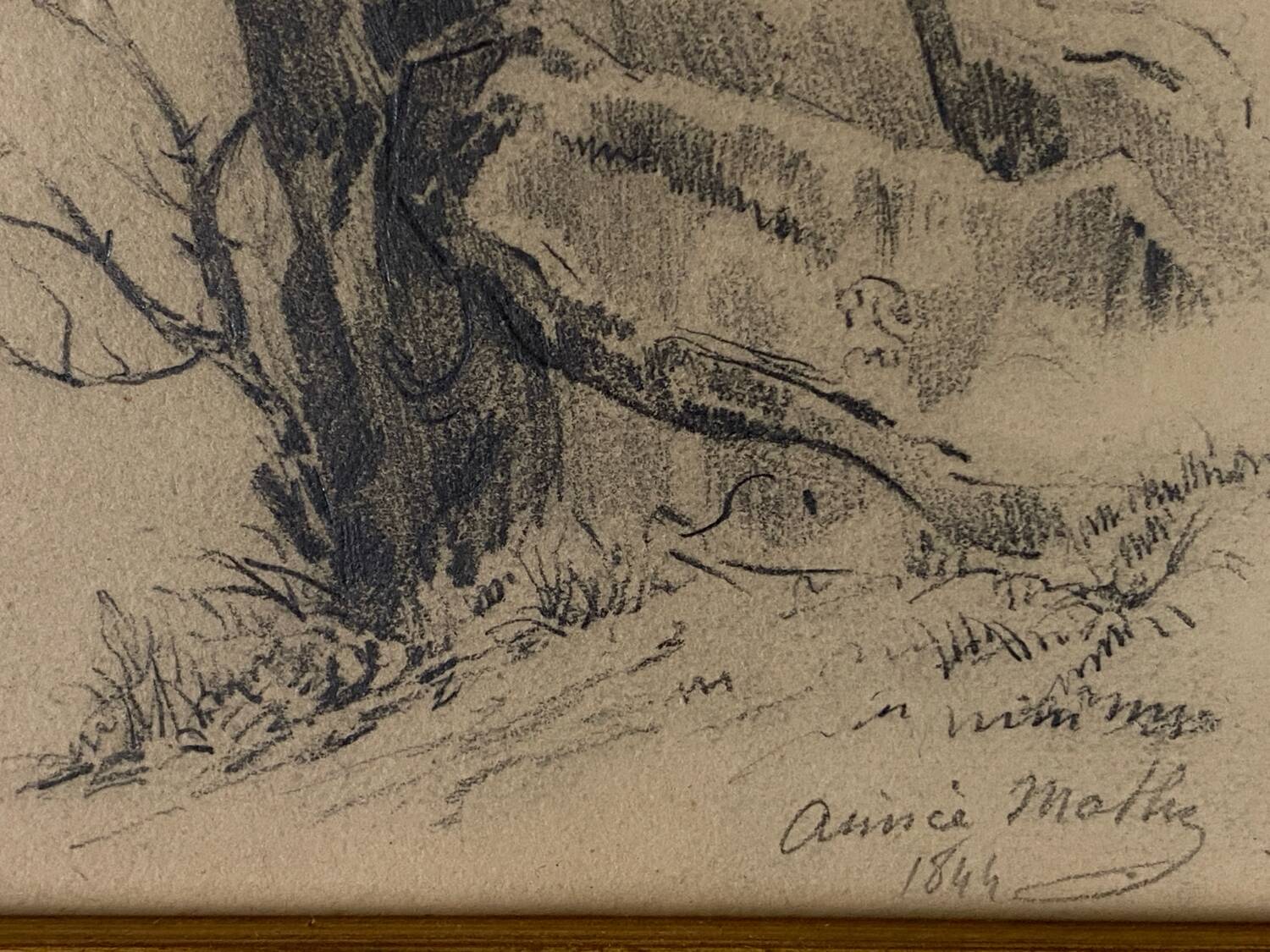 Dessin d’étude original à la mine de plomb signé daté 1844