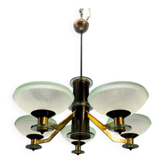 Lustre Art déco en verre de Murano, années 1960