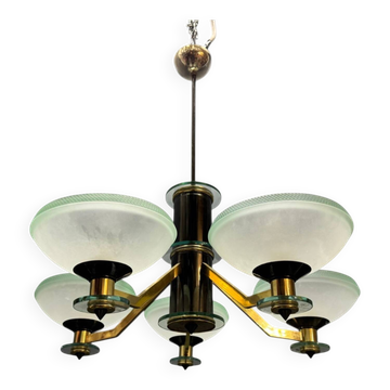 Lustre Art déco en verre de Murano, années 1960