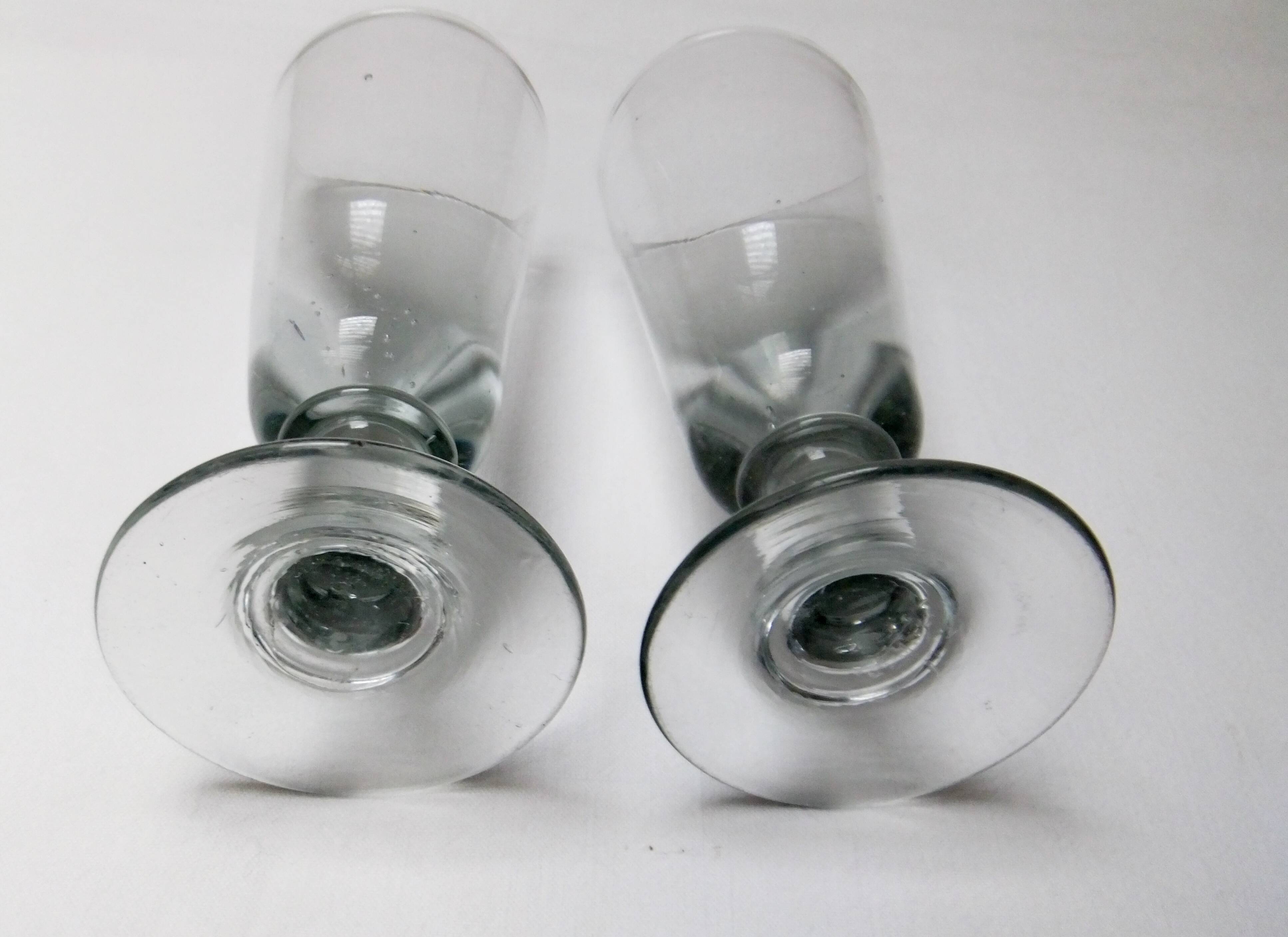 2 old bistro absinthe glasses blown glass on feet 16 cm collection