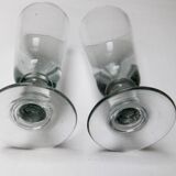 2 old bistro absinthe glasses blown glass on feet 16 cm collection